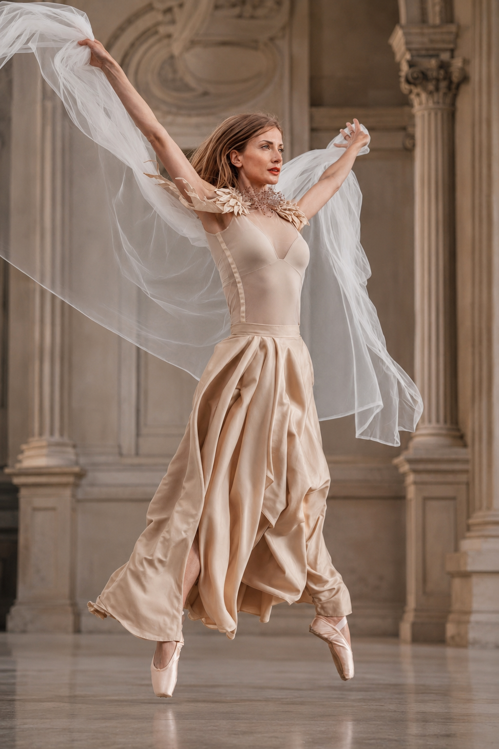 Laura performing a ballet jump