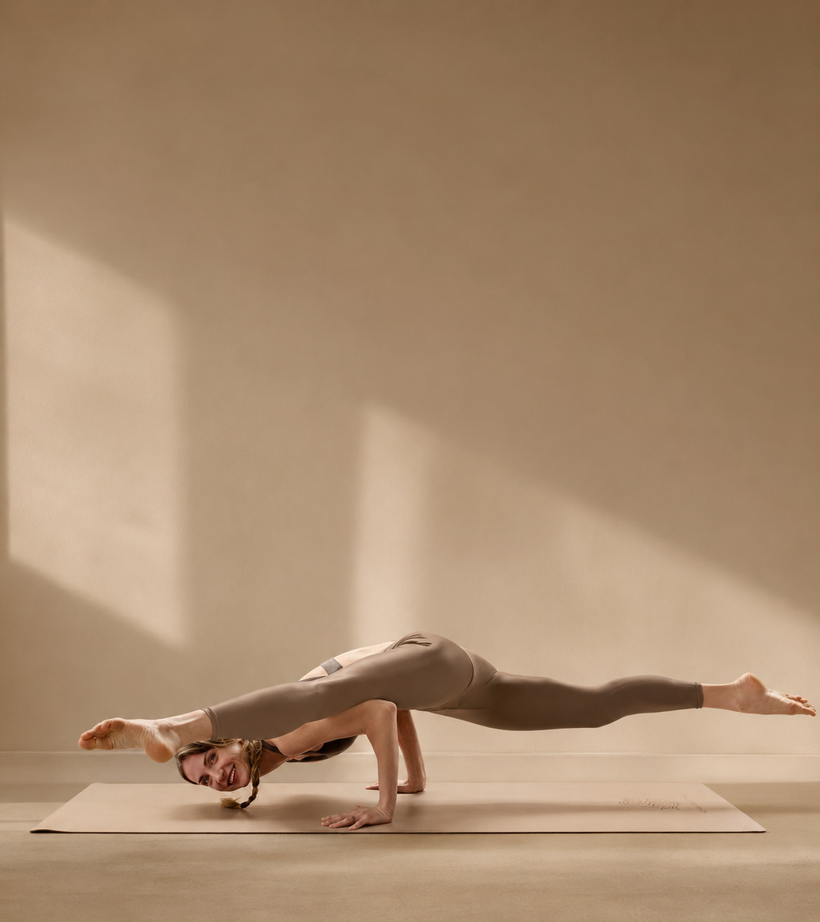 Arm balance showing strength and control